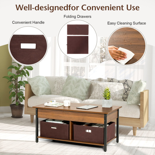 Lift Top Coffee Table with Storage Drawers and Hidden Compartment - Image 16