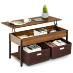 Lift Top Coffee Table with Storage Drawers and Hidden Compartment