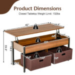 Lift Top Coffee Table with Storage Drawers and Hidden Compartment