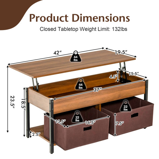 Lift Top Coffee Table with Storage Drawers and Hidden Compartment - Image 18