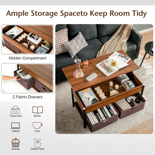 Lift Top Coffee Table with Storage Drawers and Hidden Compartment - Image 19