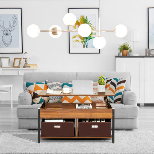 Lift Top Coffee Table with Storage Drawers and Hidden Compartment - Image 20