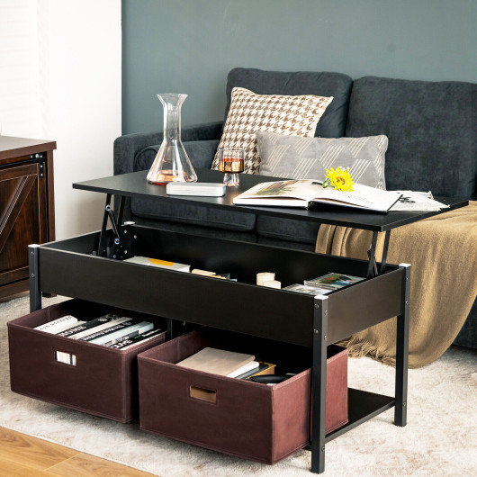 Lift Top Coffee Table with Storage Drawers and Hidden Compartment - Image 8
