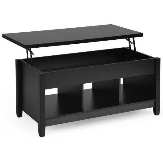 Lift Top Coffee Table with Hidden Storage and Open Shelves - Image 3