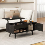 Lift Top Coffee Table with Hidden Storage and Multi-Tier Shelves