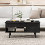 Lift Top Coffee Table with Hidden Storage and Multi-Tier Shelves