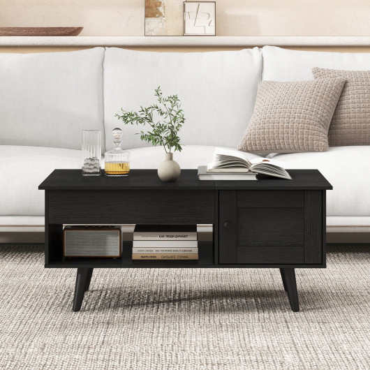 Lift Top Coffee Table with Hidden Storage and Multi-Tier Shelves - Image 2