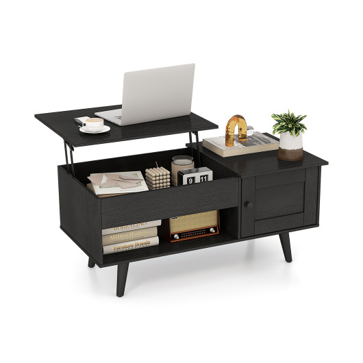 Lift Top Coffee Table with Hidden Storage and Multi-Tier Shelves - Image 3