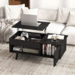 Lift Top Coffee Table with Hidden Storage and Multi-Tier Shelves