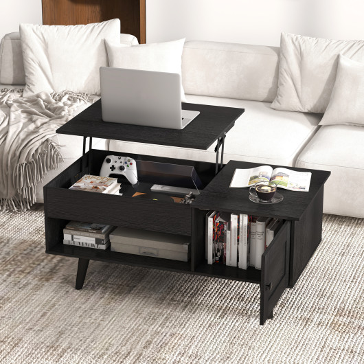 Lift Top Coffee Table with Hidden Storage and Multi-Tier Shelves - Image 6