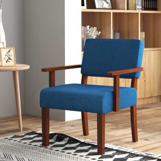 Mid-Century Linen Accent Chair with Ergonomic Backrest and Armrests