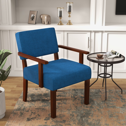 Mid-Century Linen Accent Chair with Ergonomic Backrest and Armrests
