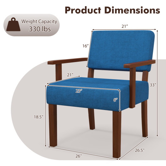 Mid-Century Linen Accent Chair with Ergonomic Backrest and Armrests