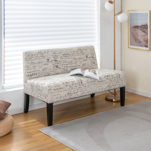Multicolor Armless Loveseat Sofa with Wooden Legs for Living Room