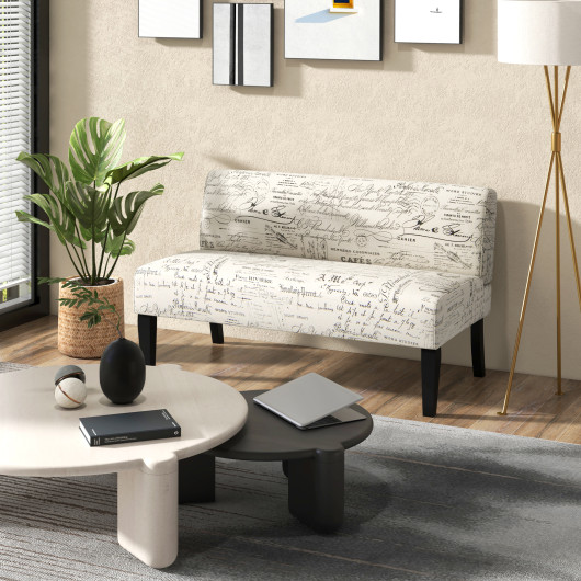 Multicolor Armless Loveseat Sofa with Wooden Legs for Living Room