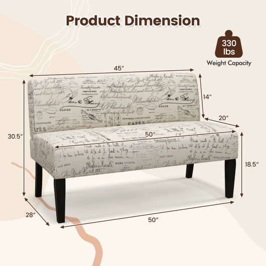 Multicolor Armless Loveseat Sofa with Wooden Legs for Living Room