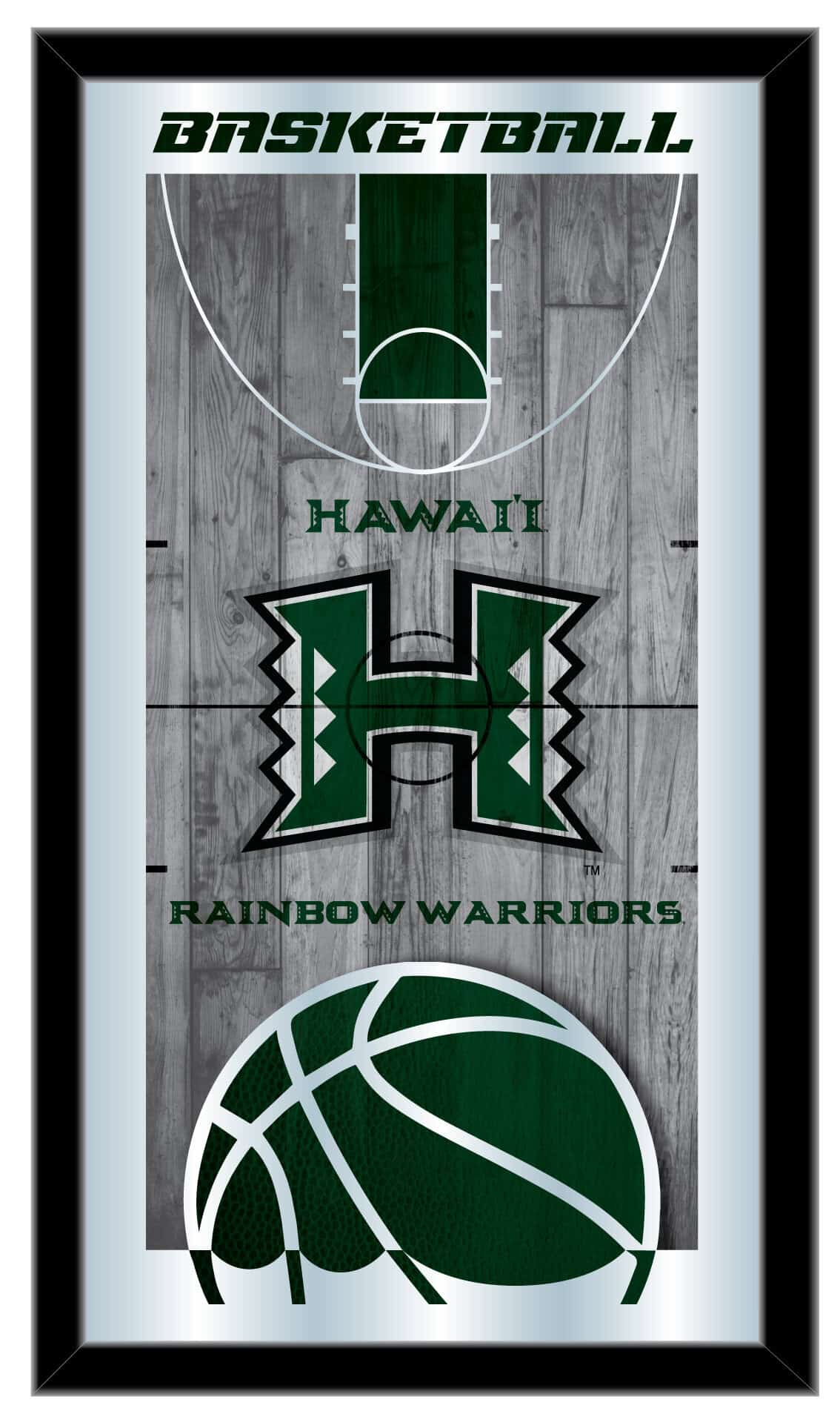 University of Hawaii 15x26 Basketball Wall Mirror