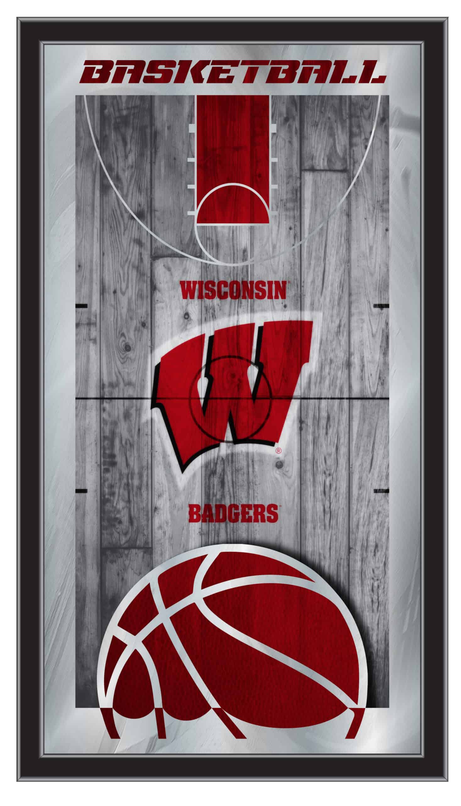 University of Wisconsin 15x26 Basketball Wall Mirror