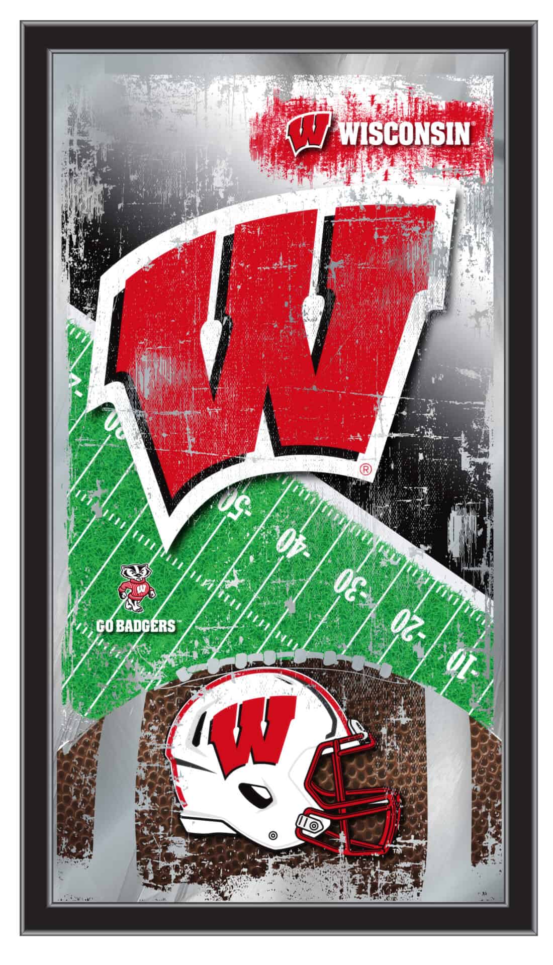 University of Wisconsin 15x26 Football Wall Mirror