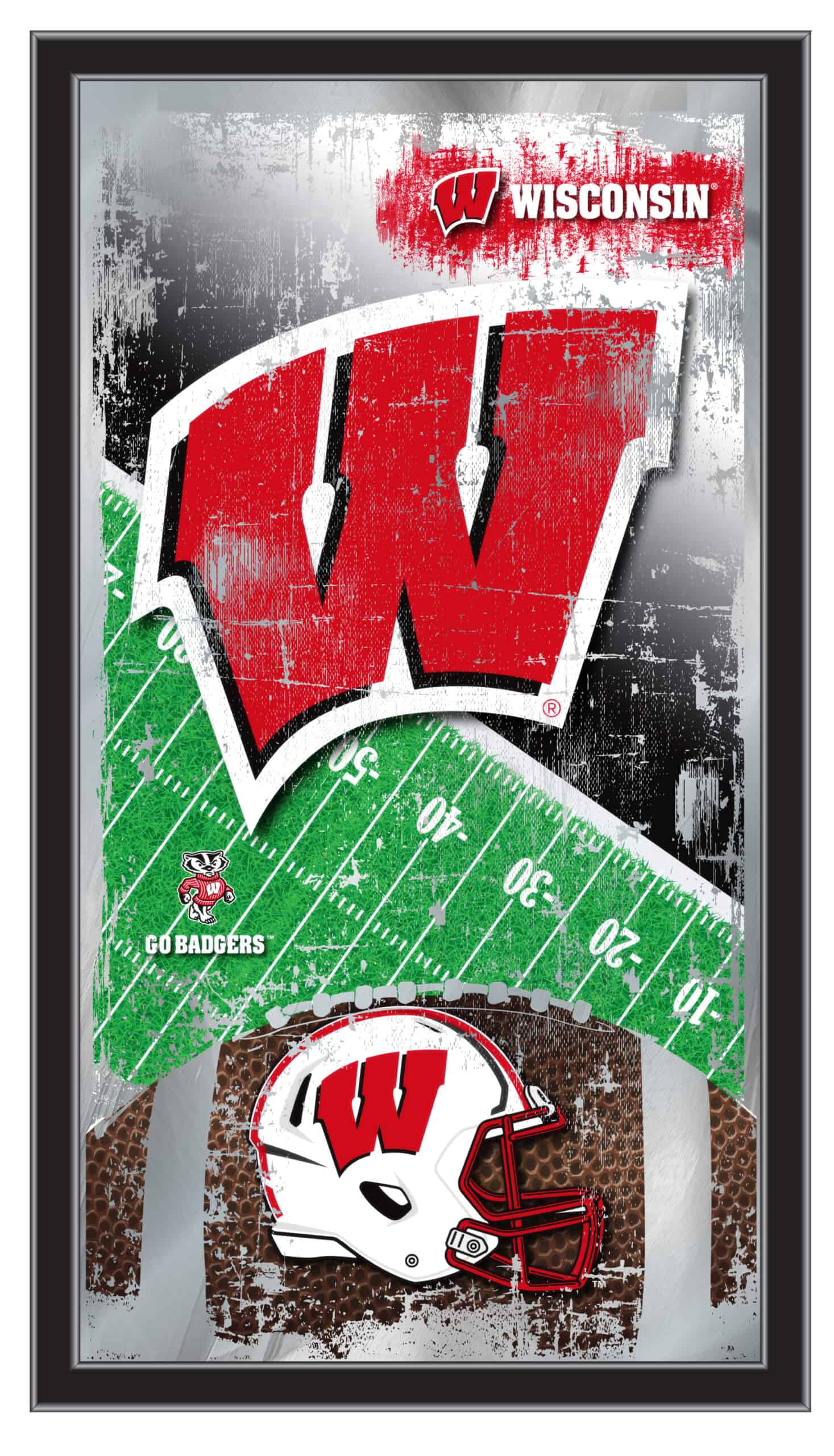 University of Wisconsin 15x26 Football Wall Mirror