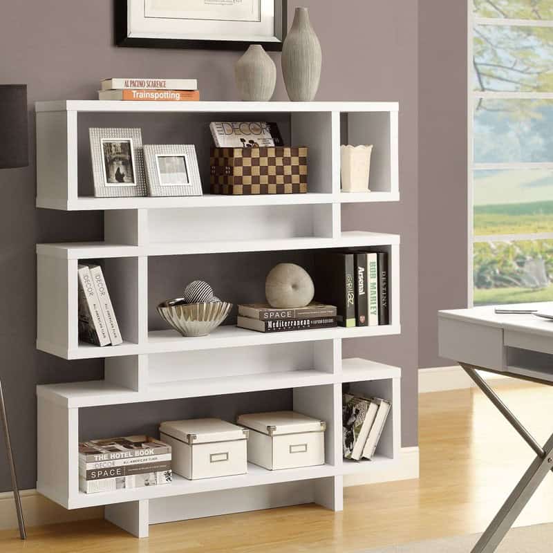 White Modern Open Bookcase for Living Room or Office