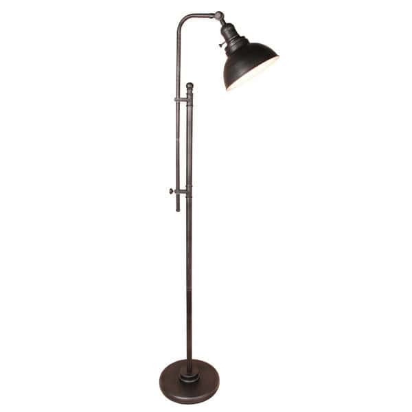 65-Inch Distressed Metal Adjustable Floor Lamp with Bowl Shade
