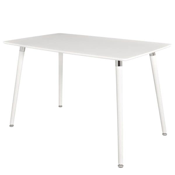 Mid-Century Modern White Dining Table with Beech Wood Legs