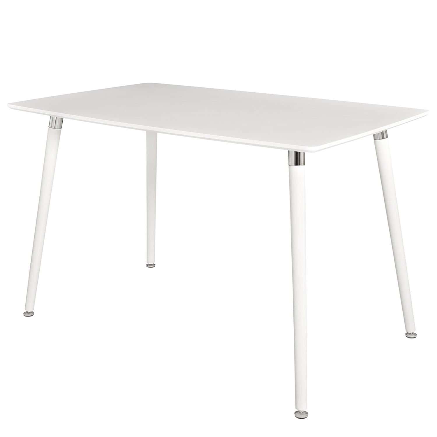 Mid-Century Modern White Dining Table with Beech Wood Legs