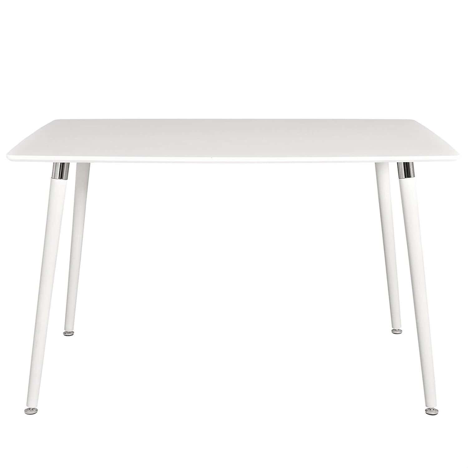 Mid-Century Modern White Dining Table with Beech Wood Legs