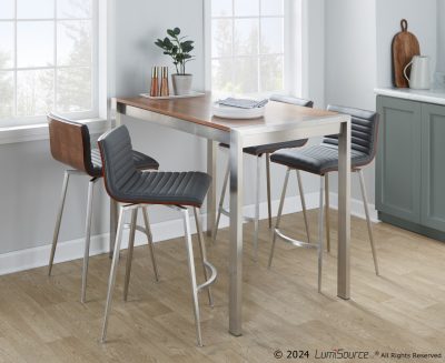 Mason Contemporary Counter Set Stainless Steel Walnut Grey