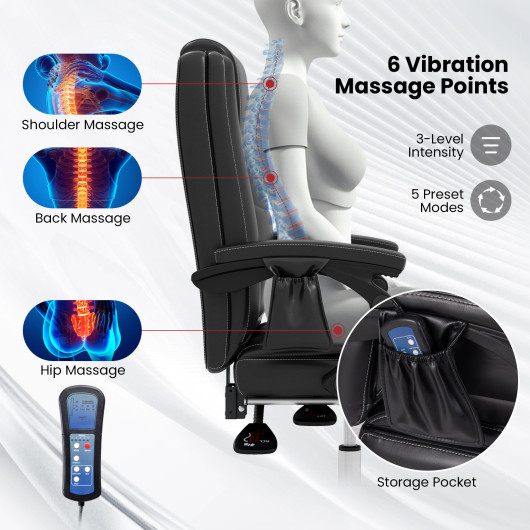 Massage Reclining Executive Chair with Footrest and Remote Control