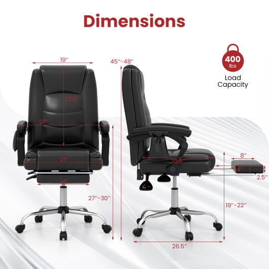 Massage Reclining Executive Chair with Footrest and Remote Control