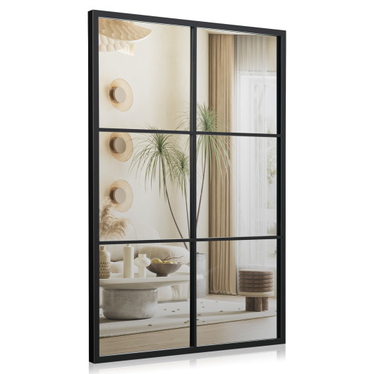 Rectangular Wall Mirror with Black Metal Frame and PVC Backing