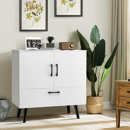 Mid-Century Modern Storage Cabinet with Doors and Drawer