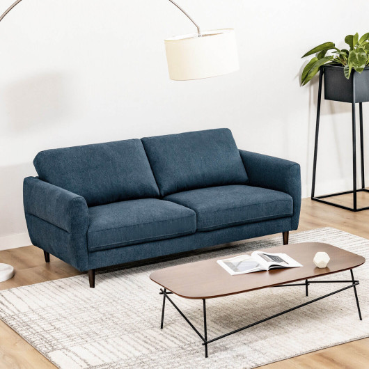 Mid Century Modern 72 Inch Fabric Loveseat Sofa with Wood Legs