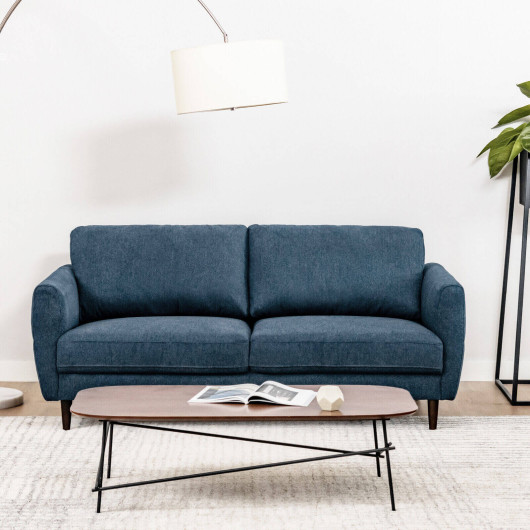 Mid Century Modern 72 Inch Fabric Loveseat Sofa with Wood Legs