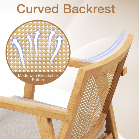 Mid Century Modern Rattan Accent Chairs Natural Wood (Set of 2)