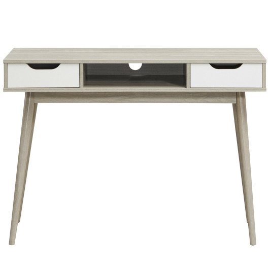 Modern Computer Desk with Drawers, Shelf, and Solid Wood Legs - Image 11