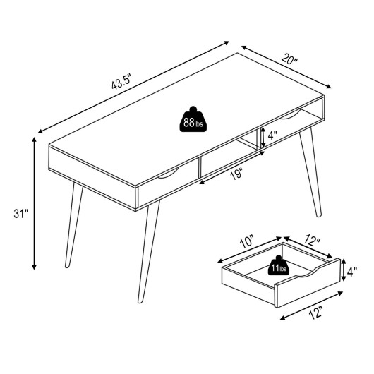 Modern Computer Desk with Drawers, Shelf, and Solid Wood Legs - Image 12