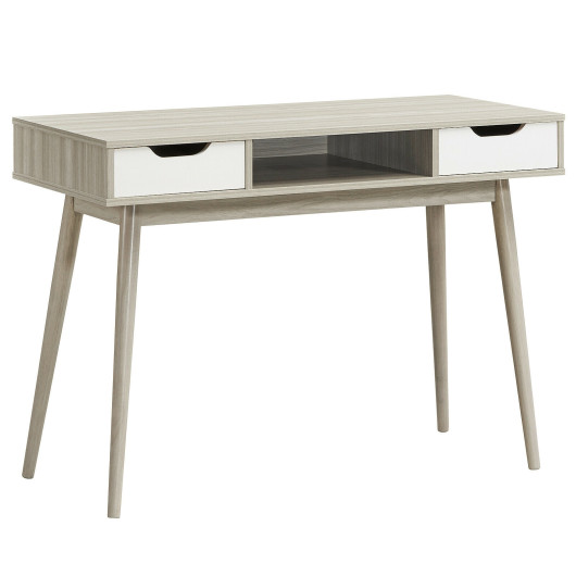 Modern Computer Desk with Drawers, Shelf, and Solid Wood Legs - Image 10