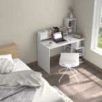 Modern Computer Desk with Hutch and Storage Shelves for Home Office