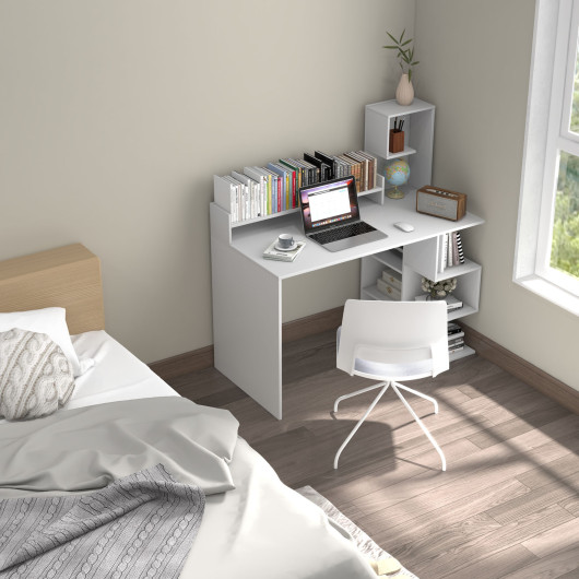 Modern Computer Desk with Hutch and Storage Shelves for Home Office - Image 9