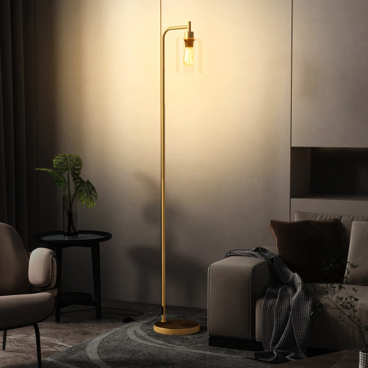 Modern Industrial Floor Lamp with Hanging Glass Shade and Foot Switch - Image 12