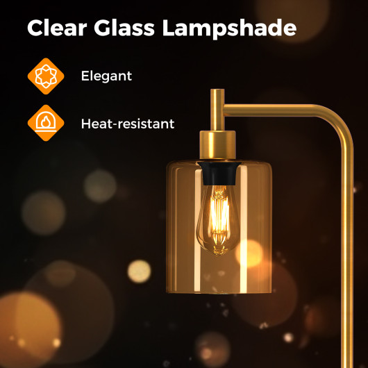 Modern Industrial Floor Lamp with Hanging Glass Shade and Foot Switch - Image 14