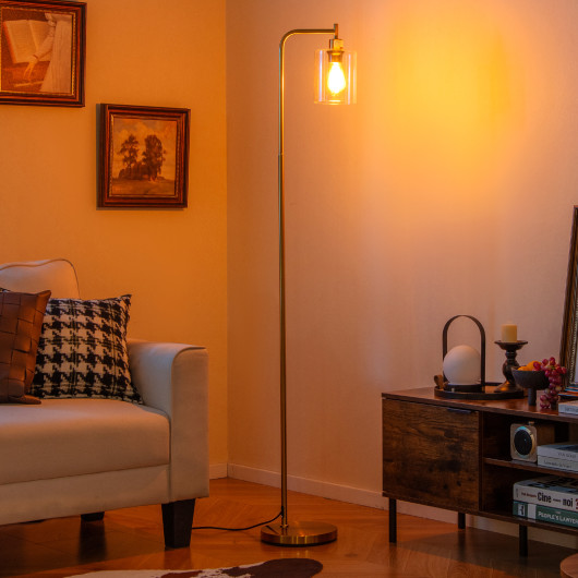 Modern Industrial Floor Lamp with Hanging Glass Shade and Foot Switch - Image 8