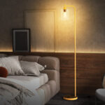 Modern Industrial Floor Lamp with Hanging Glass Shade and Foot Switch