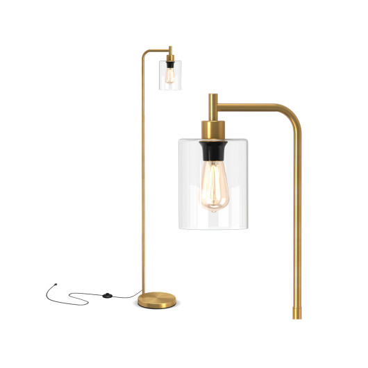 Modern Industrial Floor Lamp with Hanging Glass Shade and Foot Switch - Image 10