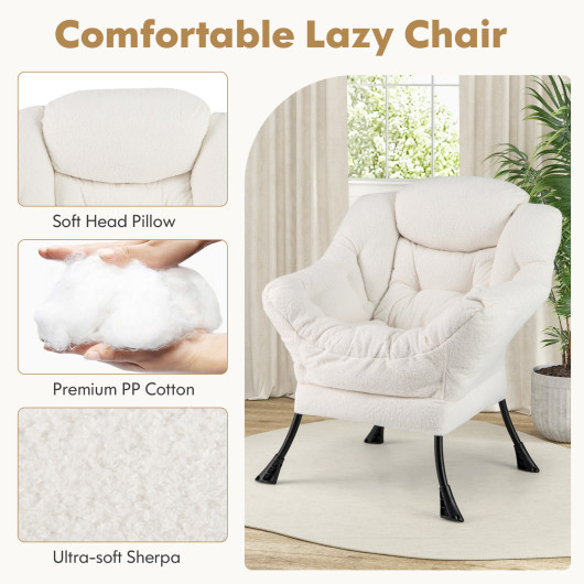 Ergonomic Sherpa Accent Chair with Ottoman and Storage Pocket - Image 5