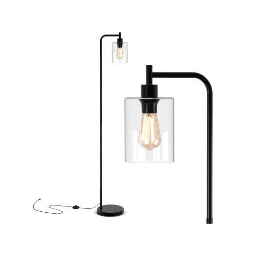 Modern Industrial Floor Lamp with Hanging Glass Shade and Foot Switch - Image 3