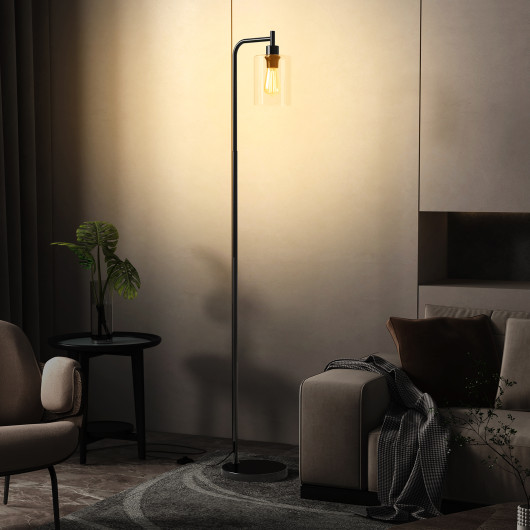 Modern Industrial Floor Lamp with Hanging Glass Shade and Foot Switch - Image 5